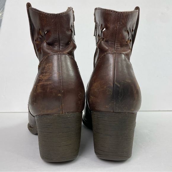 Born Ivy Brown Leather Daisy Cutout Heeled Western Boot - Picture 12 of 17